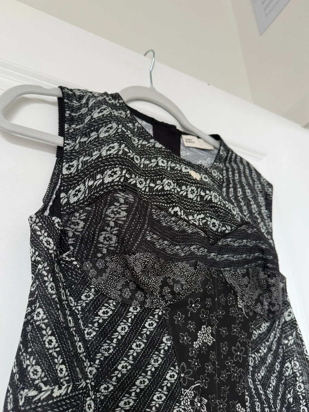Tory Burch Black and White Printed Sleeveless Camisole